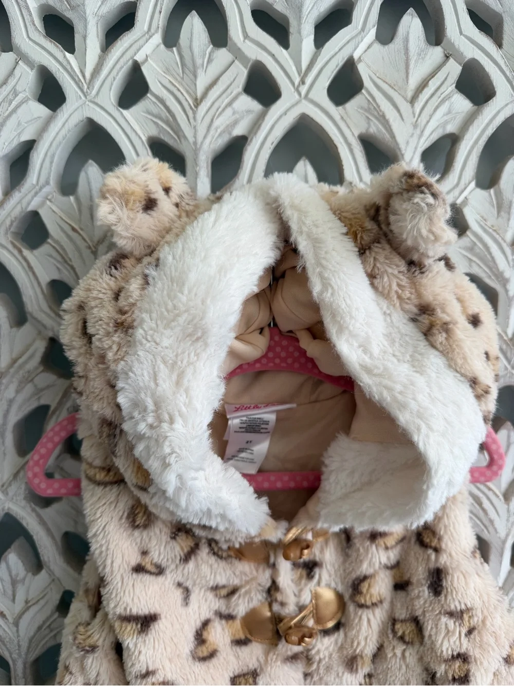 Little Lass Faux Fur Hooded Vest, 2T